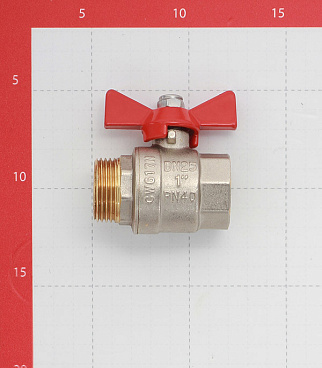 Кран шаровой латунный Valtec Base 1 ВР(г) х 1 НР(ш) бабочка прямой (VT.218.N.06)