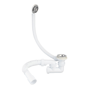 Сифон для ванны Wirquin Pro 1 1/2х40 мм регулируемый с выпуском d70 мм с переливом с соединением 40/50 мм (30718061)