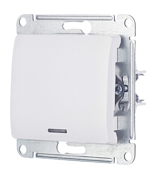 Выключатель Systeme Electric Glossa одноклавишный встраиваемый белый с подсветкой (GSL000113)