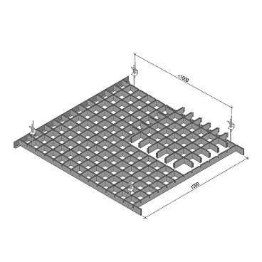 Элемент для потолка грильято 50х50х40х10 мм «мама» серый металлик