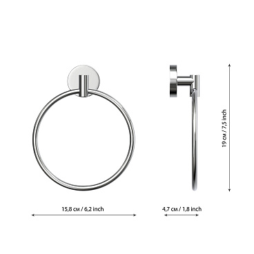 Полотенцедержатель кольцо Fora Long d158 мм на шуруп силумин хром (L011/56)