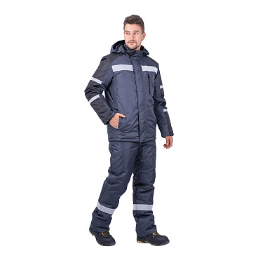 Костюм рабочий мужской утепленный ГК Спецобъединение Роуд 44-46 рост 158-164 см темно-серый/черный