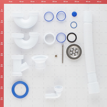 Сифон для раковины и мойки Wirquin Virplast 1 1/2х40 мм с выпуском d70 мм с соединением 40/50 мм с отводом (30980698)