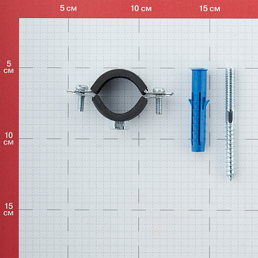 Хомут сантехнический 3/4 25-28 мм оцинкованная сталь со шпилькой и дюбелем (2 шт.)