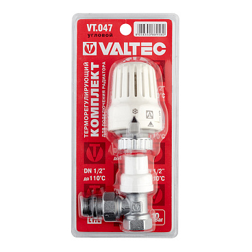 Клапан термостатический угловой Valtec 1/2 НР(ш) х 1/2 ВР(г) для радиатора (VT.047.N.04)