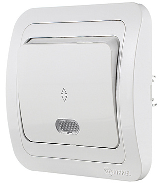 Переключатель Makel Mimoza одноклавишный встраиваемый белый с подсветкой (12025)