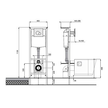 Комплект инсталляции Santek с унитазом Пэк Бореаль с кнопкой белой и сиденьем дюропласт микролифт быстросъем (1.WH30.2.464)
