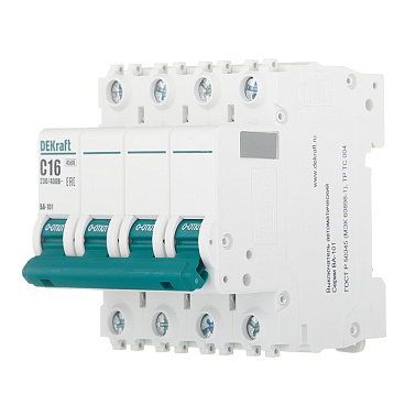 Автоматический выключатель модульный Dekraft BA-101 4Р 16А тип C 4,5 кА 230/400 В (11090DEK)