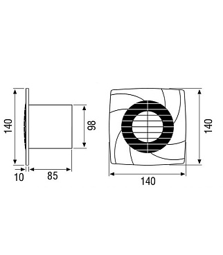 Вентилятор осевой Cata B-10 Plus 140х140 мм d100 мм слоновая кость