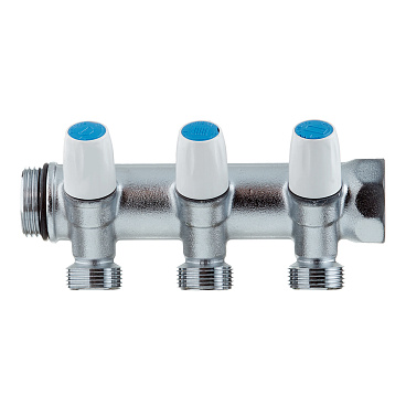 Коллектор Tiemme 1 ВР(г) х 3 выхода 3/4 НР(ш) ЕК х 1 НР(ш) регулируемый (1860013/1877K50060503)