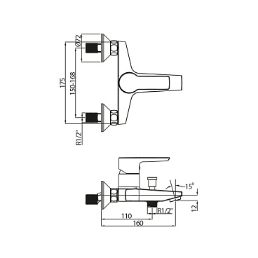 Смеситель для ванны/душа LAPARET Аламера/ALAMERA N2032902LPT