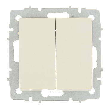 Выключатель IEK Brite ВС10-2-6-БрКр двухклавишный встраиваемый бежевый проходной (BR-V22-0-10-K10)