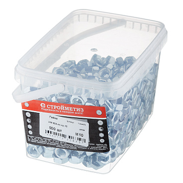 Гайка шестигранная оцинкованная М10 DIN 934 10 (500 шт.)