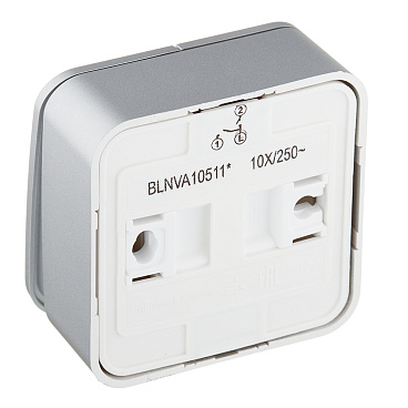 Выключатель Systeme Electric Blanca двухклавишный накладной алюминий с подсветкой (BLNVA105113)