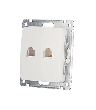 Розетка компьютерная/ телефонная Hegel Master встраиваемая белая RJ11/ RJ45 (РСКТ-440)