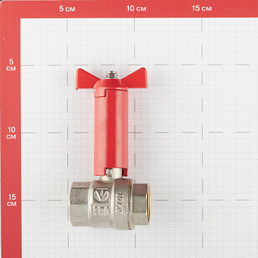Кран шаровой латунный Valtec 3/4 ВР(г) х 3/4 ВР(г) проходной бабочка с удлиненным штоком прямой (VT.250.N.05)