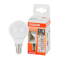Лампа светодиодная Osram Е14 4000К 7 Вт 600 Лм 230 В шар матовая