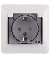 Розетка Systeme Electric Glossa встраиваемая белая со шторками с крышкой (GSL000148)
