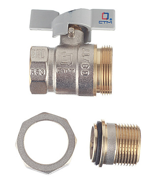 Кран шаровой латунный СТМ 3/4 ВР(г) х 3/4 НР(ш) бабочка с полусгоном прямой