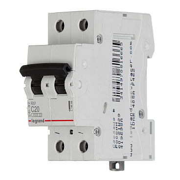 Автоматический выключатель модульный Legrand RX3 2P 20А тип C 4,5 кА 230/400 В (419698)