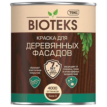 Краска фасадная по дереву Текс Bioteks алкидная база D бесцветная 9 л