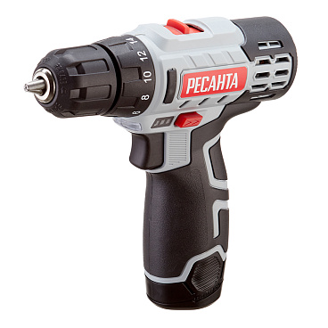 Дрель-шуруповерт аккумуляторная Ресанта ДА-12-2ЛК 12 В 2 Ач Li-Ion 2 АКБ и ЗУ (75/14/2)