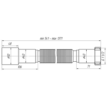 Сифон гофрированный АНИ пласт 1 1/2х40/50 мм (K116DIY)