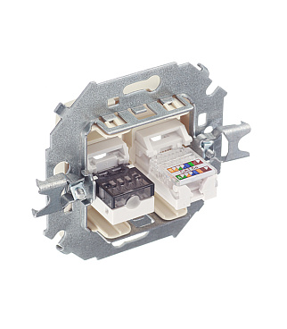 Розетка компьютерная/ телефонная Simon 15 встраиваемая слоновая кость RJ11/ RJ45 (1591590-031)