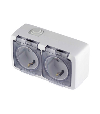 Розетка Hegel Alfa накладная белая со шторками с крышкой (РА16-252)