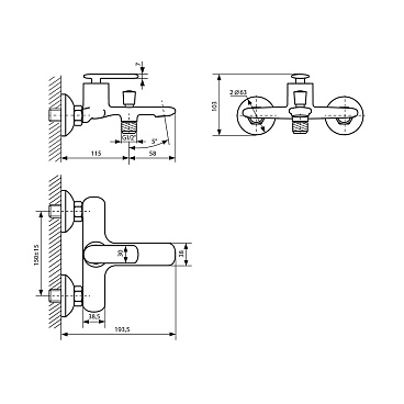 Смеситель для ванны Lavelly Vertex хром однорычажный с коротким изливом с лейкой (673102)
