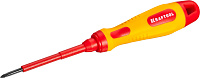 Отвертка KRAFTOOL, высоковольтная, Cr-Mo-V стержень, двухкомпонент. маслобензостойкая рукоятка, PH №0, 60мм