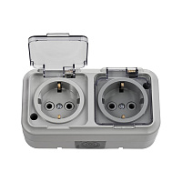 Розетка Svet накладная серая с крышкой (EV 0366-6629)
