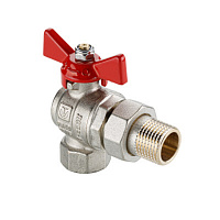 Кран шаровой латунный Valtec Base-ГОСТ 3/4 ВР(г) х 3/4 НР(ш) бабочка со сгоном угловой (VT.228S.N.05)