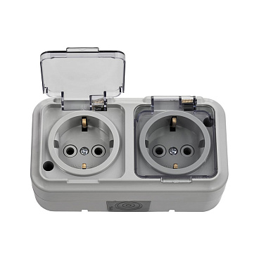 Розетка Svet накладная серая с крышкой (EV 0366-6629)