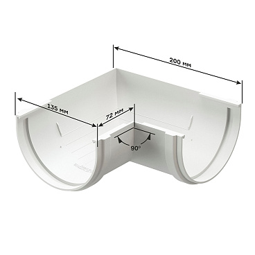 Угол желоба Docke Premium пластиковый d120 мм 90° пломбир RAL 9003