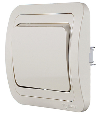 Выключатель Makel Mimoza одноклавишный встраиваемый бежевый (25001)