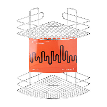 Полка для ванной ЧМЗ угловая двухъярусная 218х218х328 мм металл хром (501-005-09)