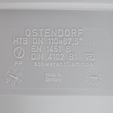 Отвод Ostendorf НТВ d110 мм 67° пластиковый для внутренней канализации (115130)