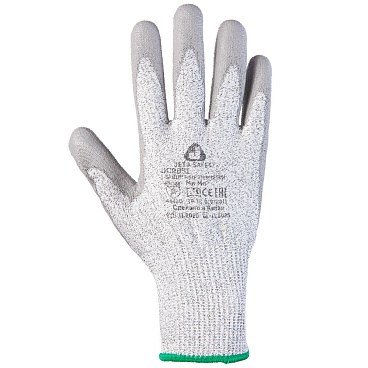 Перчатки полиэстеровые с полиуретановым покрытием Jeta Safety JCP051 серые 10 (XL)