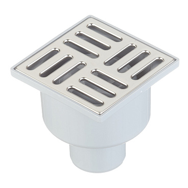 Трап душевой вертикальный АНИ пласт с гидрозатвором 100х100 мм d50 мм решетка из нержавеющей стали (TA5202)