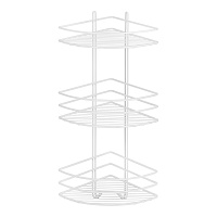 Полка для ванной Металаксон Drop угловая трехъярусная с крючками 200х200х585 мм металл белая (48991-3БМ)