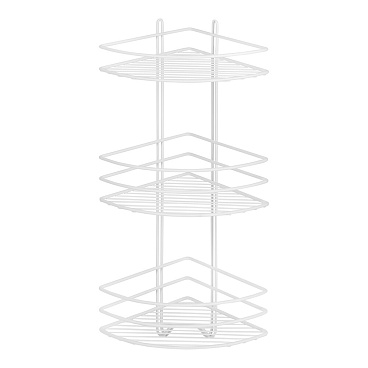 Полка для ванной Металаксон Drop угловая трехъярусная с крючками 200х200х585 мм металл белая (48991-3БМ)
