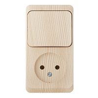 Блок выключатель и розетка Systeme Electric Этюд одноклавишный накладной сосна (BPA16-204D)