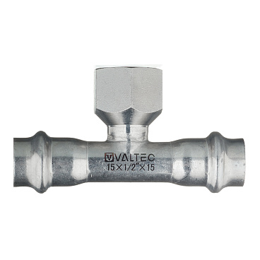 Тройник Valtec (VTi.932.I.150415) 15 мм х 1/2 ВР(г) х 15 мм нержавеющая сталь