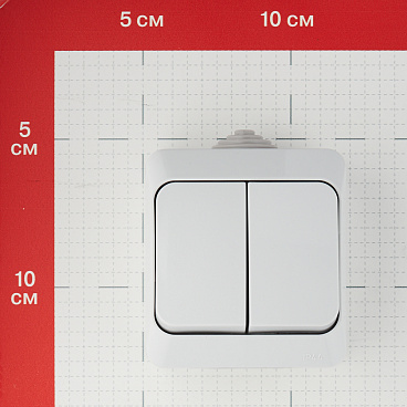 Выключатель Systeme Electric Этюд двухклавишный накладной серый (BA10-042C)