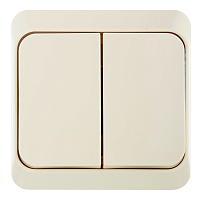 Выключатель Systeme Electric Этюд двухклавишный накладной кремовый (BA10-002K)