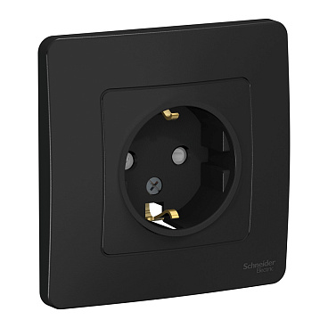 Розетка Systeme Electric Blanca встраиваемая антрацит со шторками (BLNRS001116)