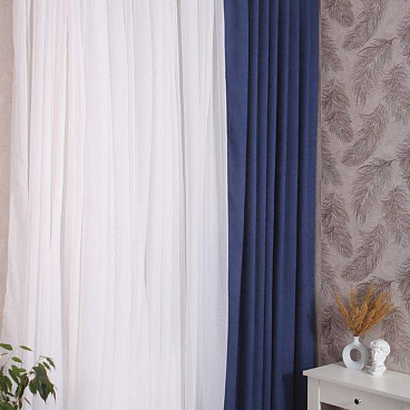 Штора рогожка синяя 200х270 см Mona Liza Софт-рогожа (МЛ703/22)