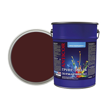 Грунт-эмаль по ржавчине 3в1 Простокрашено шоколадная глянцевая 5 кг