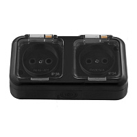 Розетка Svet накладная черная с крышкой (EV 0366-6521)